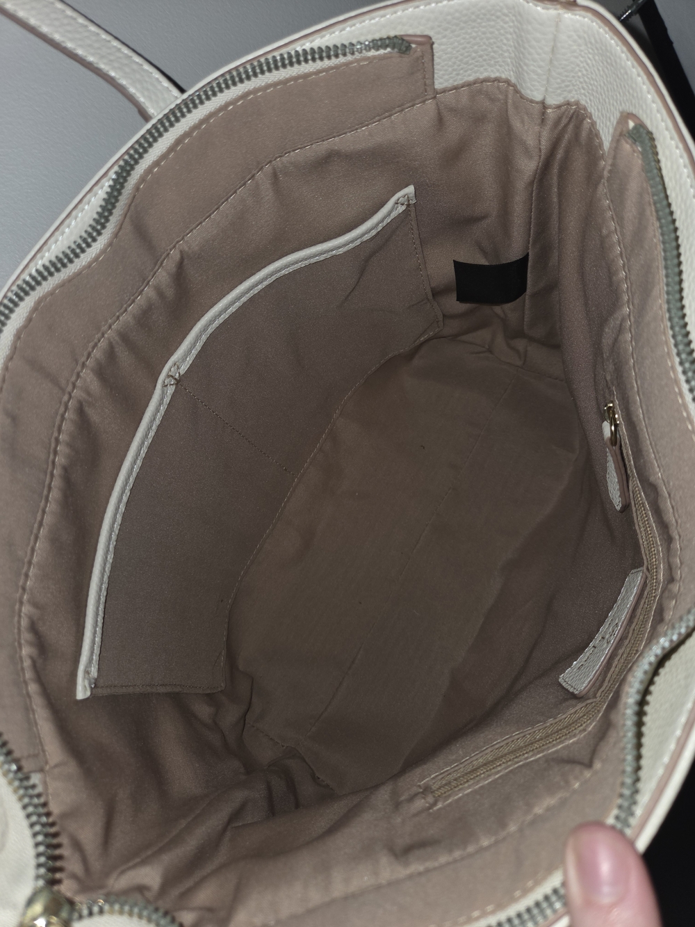 Nanette Lepore Cream Pebbled Leather Tote with Gold Hardware - Picture 7 of 8